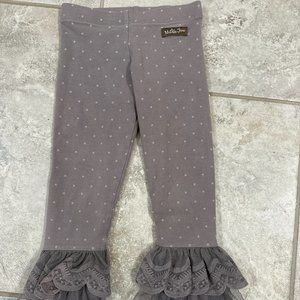 Matilda Jane Girl’s Grey Polka Dot Print Benny Leggings Size 4